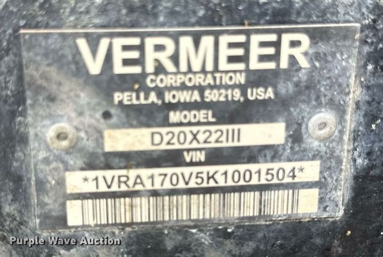 image for item EB2692 2019 Vermeer D20x22 III directional boring unit