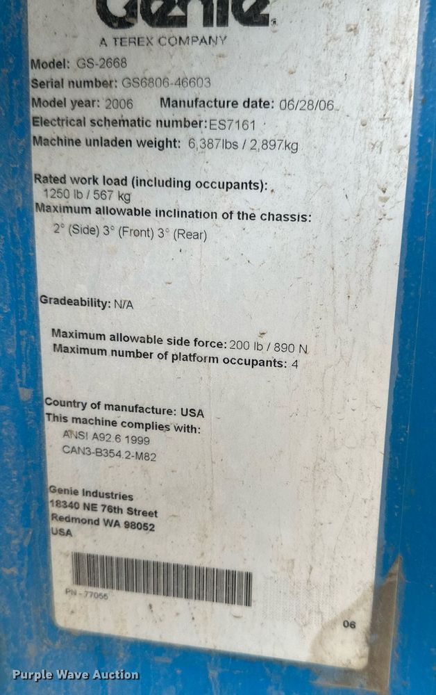 image for item EB2716 2006 Genie GS2668 RT scissor lift