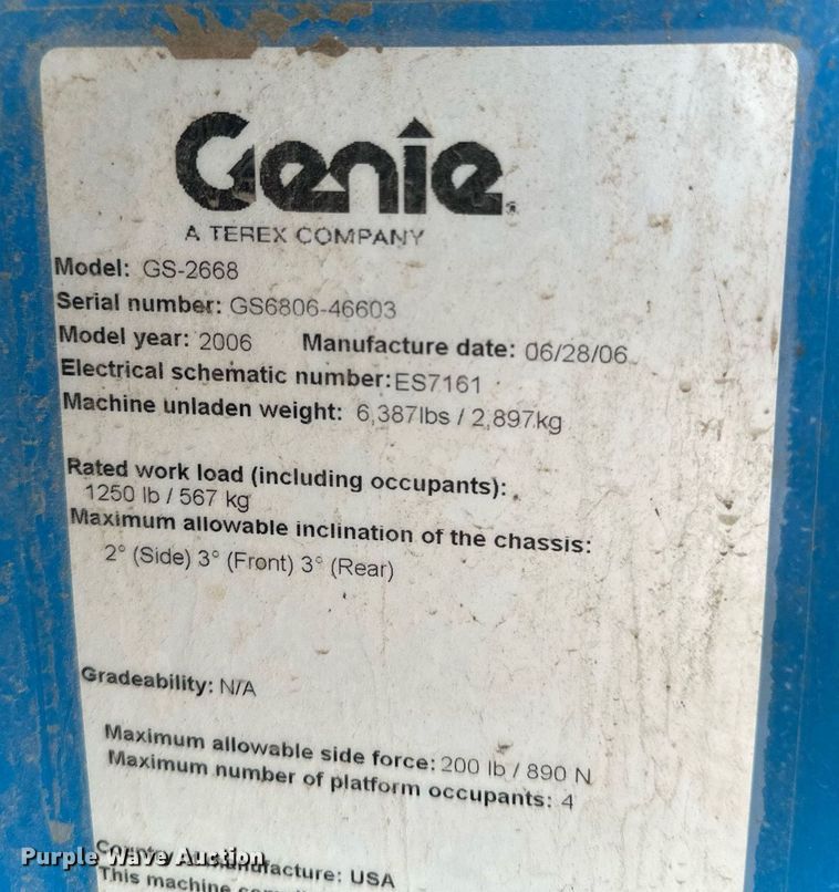 image for item EB2716 2006 Genie GS2668 RT scissor lift