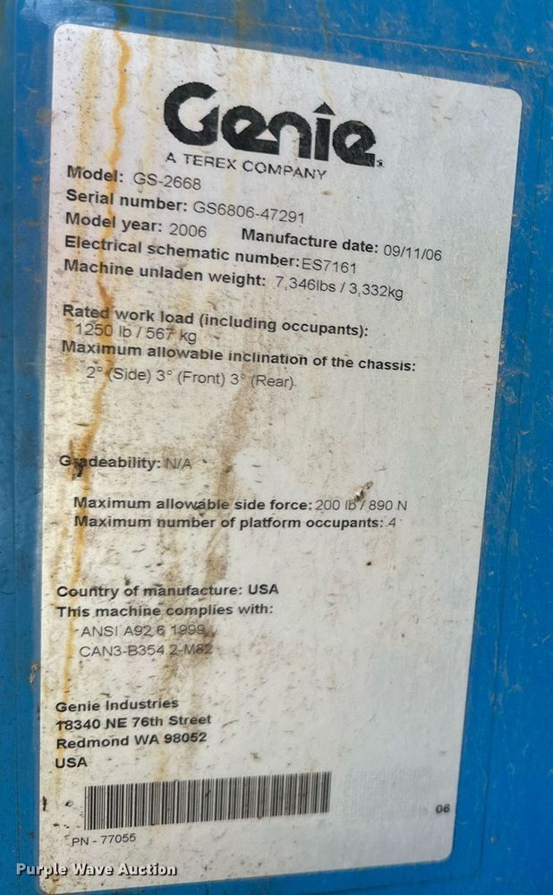 image for item EB2717 2006 Genie GS-2668 scissor lift