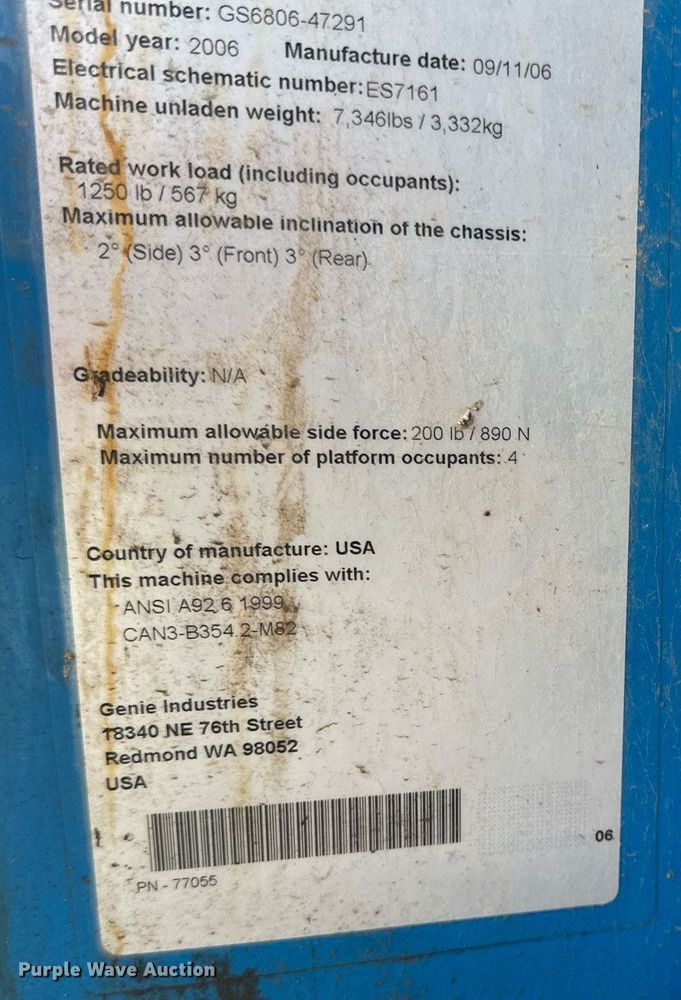 image for item EB2717 2006 Genie GS-2668 scissor lift
