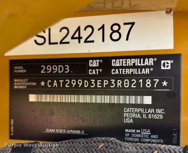 image for item EC3706 2024 Caterpillar 299D3 tracked skid steer loader