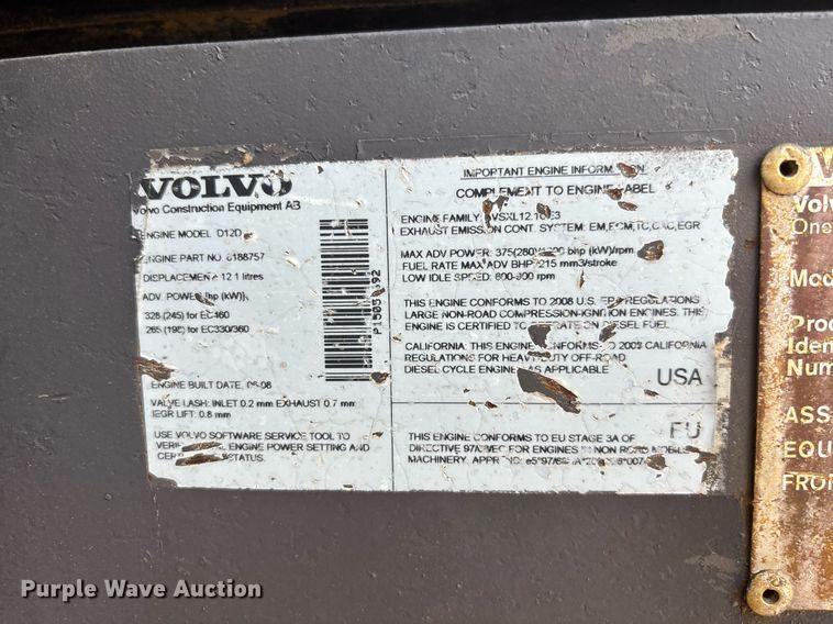 image for item EC3720 2008 Volvo EC360CL excavator