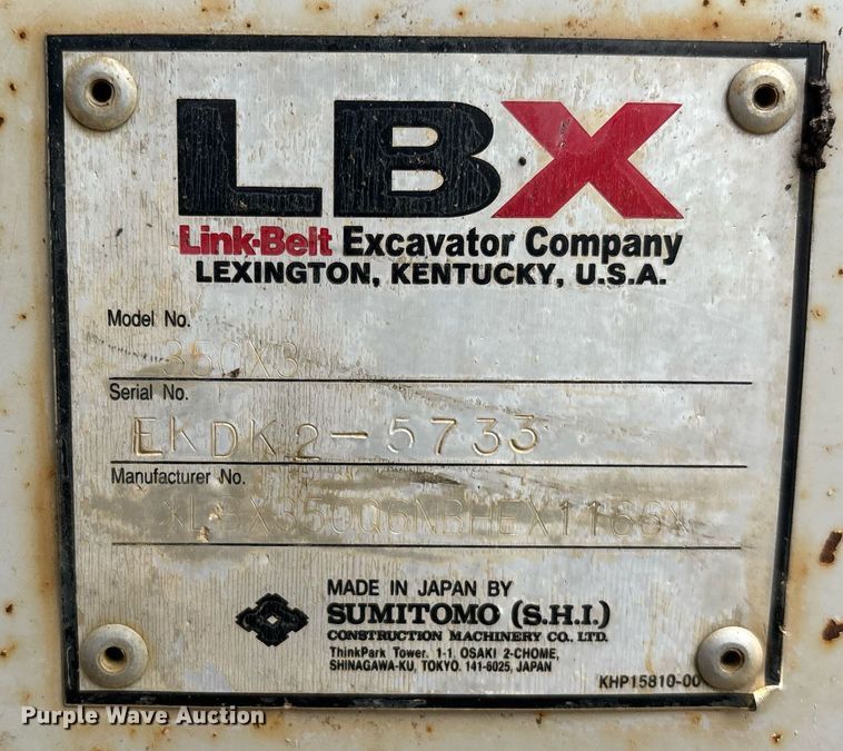 image for item EC3721 2011 Link-Belt 350X excavator