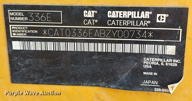 image for item EC3722 2011 Caterpillar 336E excavator
