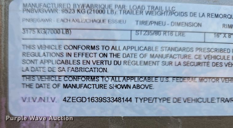 image for item EC4311 2025 Load Trail dump trailer