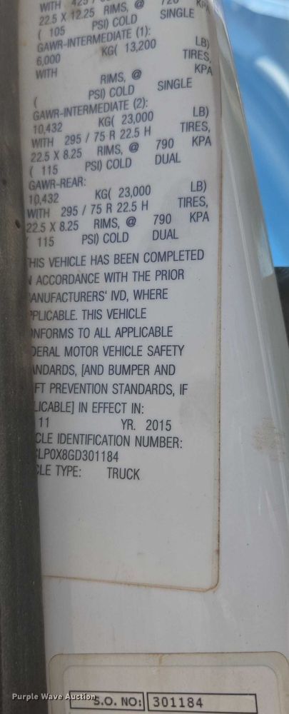 image for item ED2106 2016 Peterbilt 567 dump truck