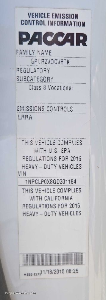 image for item ED2106 2016 Peterbilt 567 dump truck