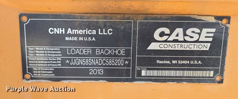 image for item ED2108 2013 Case 580 Super N backhoe