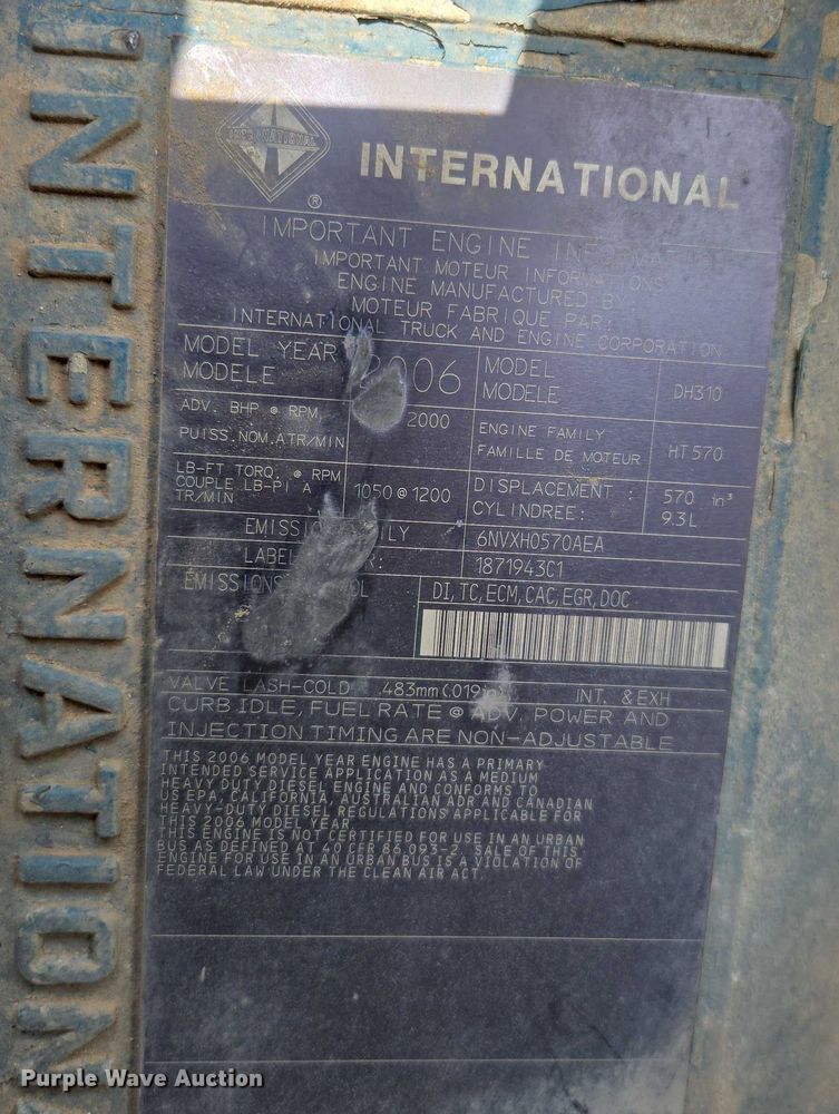 image for item ED2119 2006 International 7500 sewer jetter truck