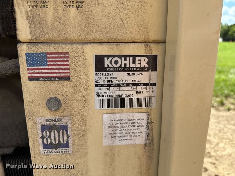 image for item ED2126 Kohler 8.5RMY generator