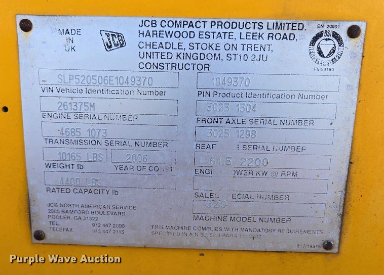 image for item ED2127 2007 JCB 520 telehandler