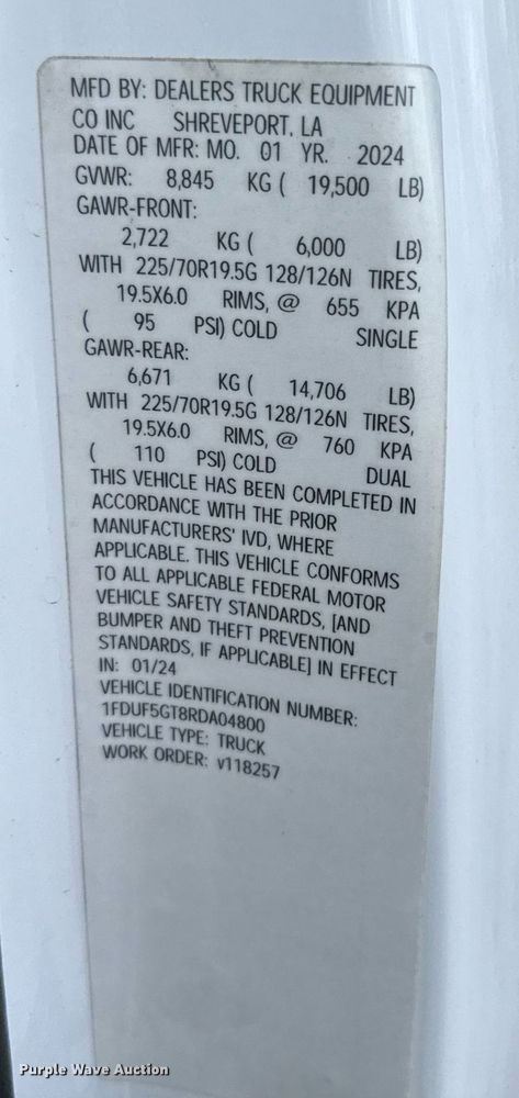 image for item ED5663 2024 Ford F550 Super Duty XL flatbed truck