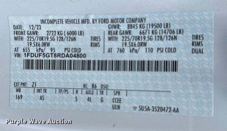 image for item ED5663 2024 Ford F550 Super Duty XL flatbed truck