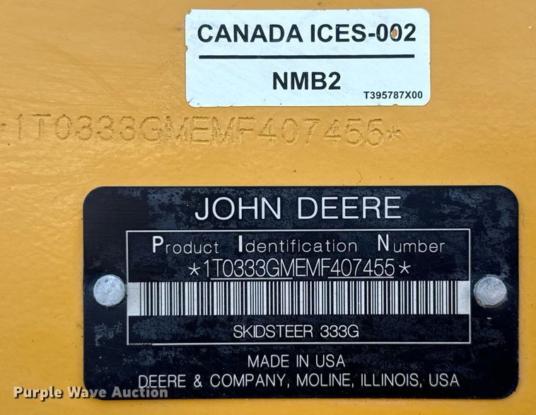 image for item ED5762 2021 John Deere 333G tracked skid steer loader