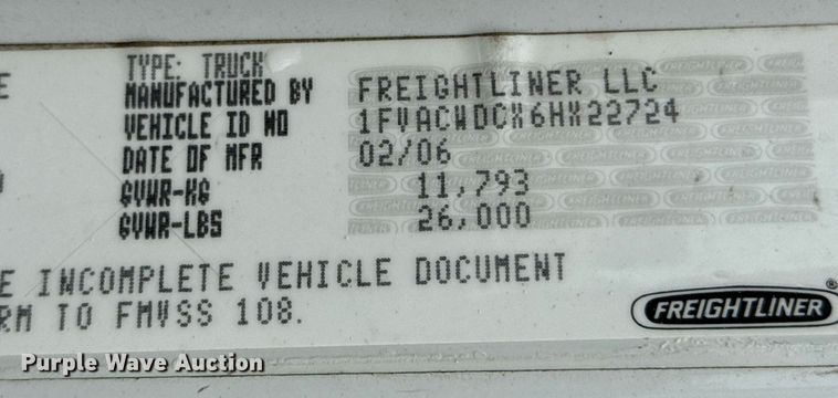 image for item ED5765 2006 Freightliner Business Class M2 grapple crane truck