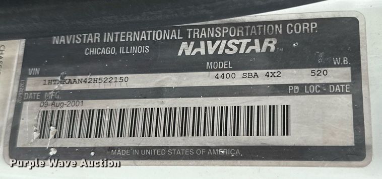 image for item ED5766 2002 International 4400 forestry bucket truck