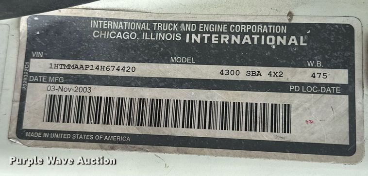 image for item ED5767 2004 International 4300 forestry bucket truck