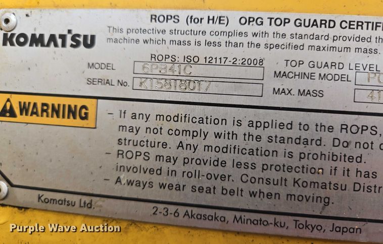 image for item EF1599 2016 Komatsu PC360LC-11 excavator