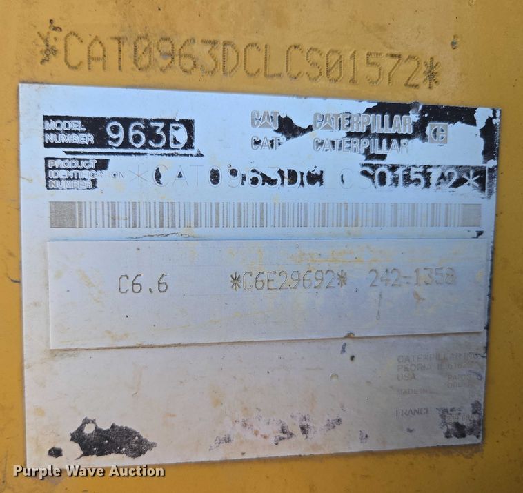 image for item EF1642 2011 Caterpillar 963D track loader