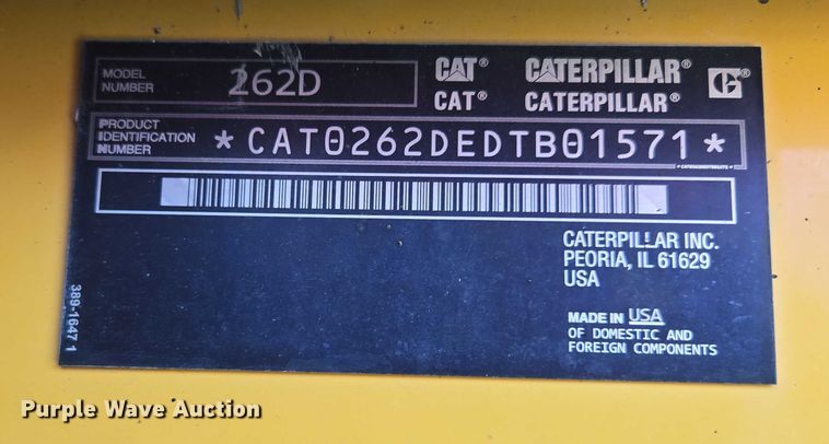 image for item EF1643 Caterpillar 262D skid steer loader