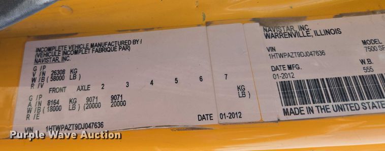 image for item EF1675 2013 International 7500 dump truck
