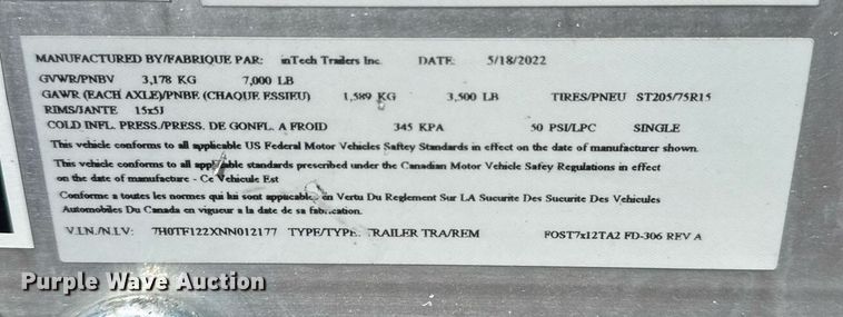 image for item EG5819 2022 InTech Trailers fiber optic splicing trailer