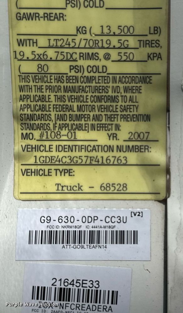 image for item EG5929 2007 GMC C4500 dump truck