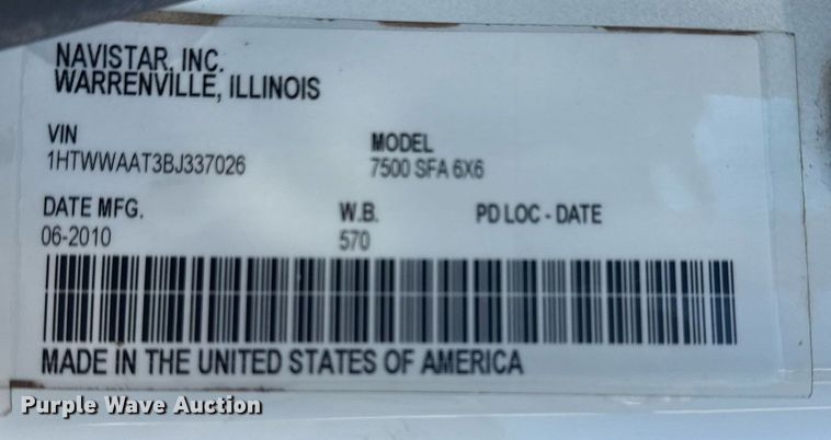 image for item EG5932 2011 International 7500 Ext. Cab digger derrick truck