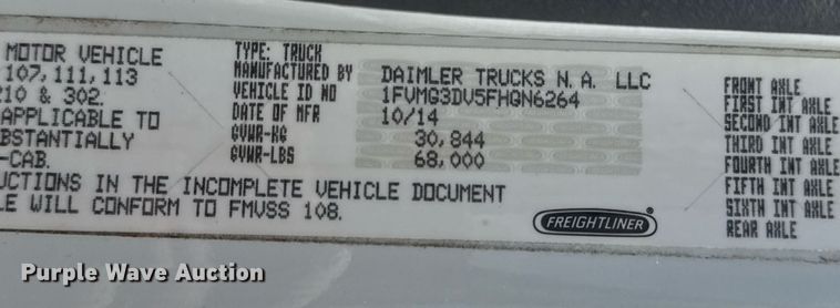 image for item EG5950 2015 Freightliner 114SD vacuum truck