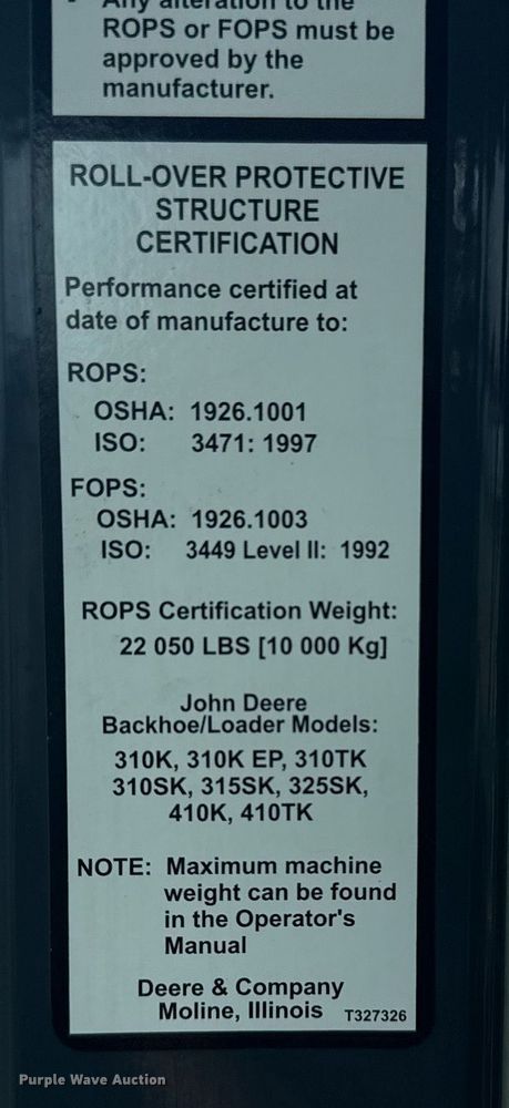 image for item EG5971 2015 John Deere 410K backhoe