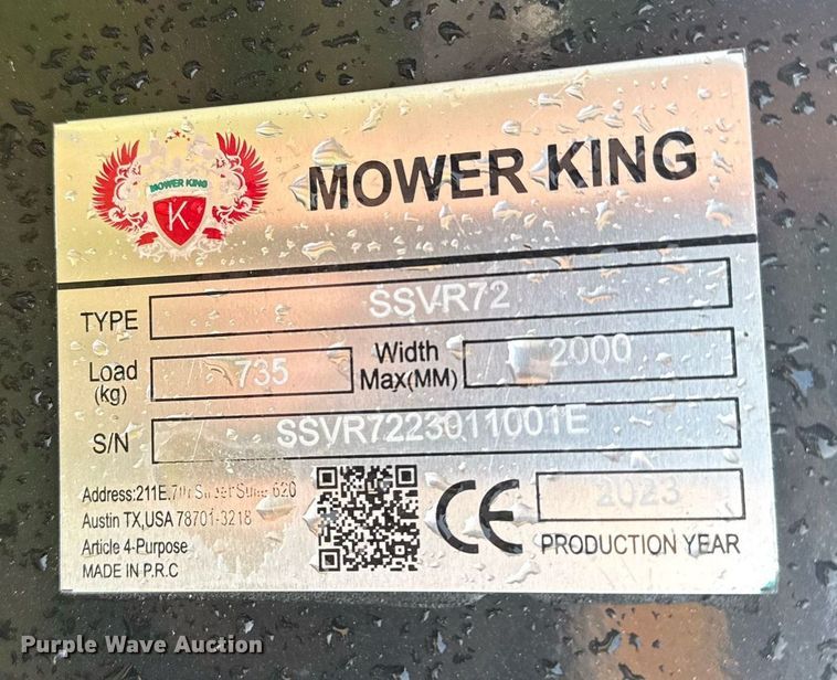 image for item EG8111 2023 Mower King SSVR72 skid steer vibratory roller