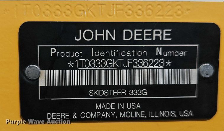 image for item EK5361 2018 John Deere  333G tracked skid steer loader