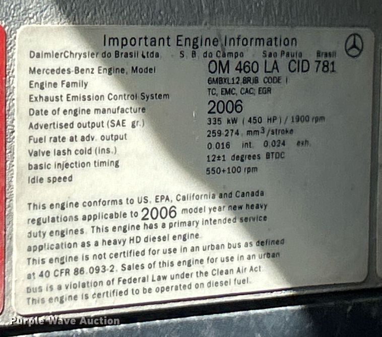 image for item EK8081 2007 Sterling Truck L9500 Series crane truck