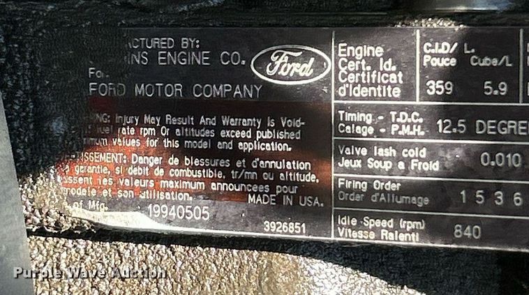 image for item EK8264 1995 Ford F800 reel truck