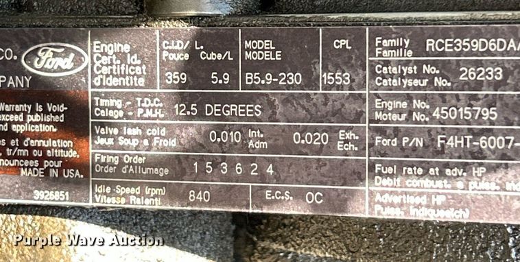 image for item EK8264 1995 Ford F800 reel truck