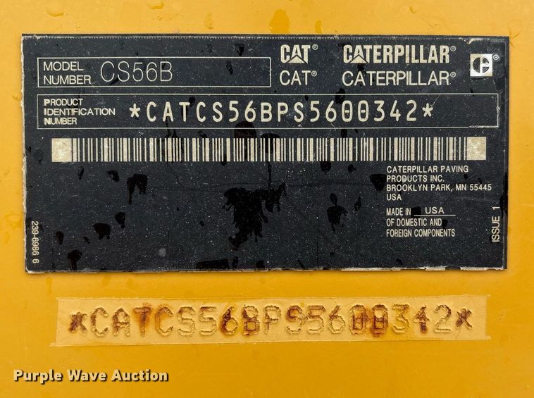 image for item EL2144 2017 Caterpillar CS56B single drum vibratory roller