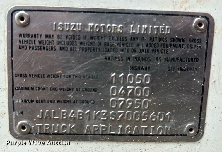 image for item EL2150 1995 Isuzu NPR vacuum truck