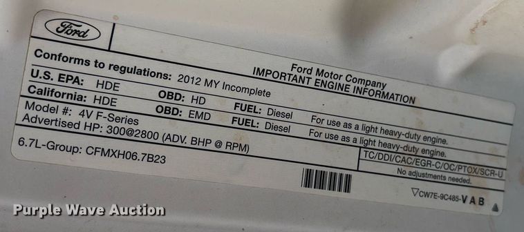 image for item EL2152 2012 Ford F550 Super Duty XL box truck