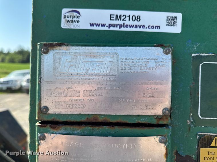 image for item EM2108 1991 Galbreth OPR2290 Dumpster