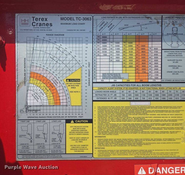 image for item EN3898 Terex-RO TC2863 crane truck bed
