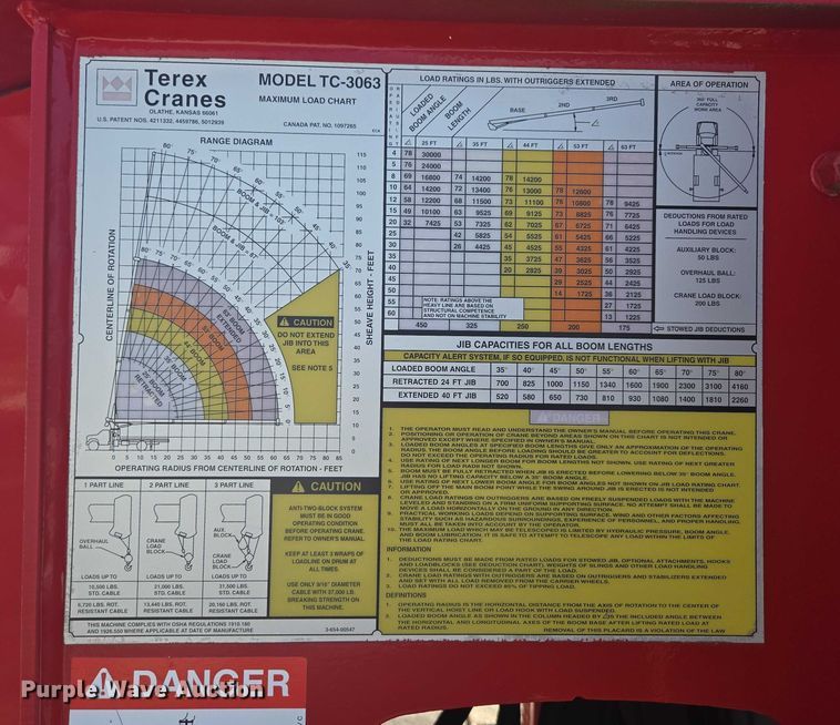 image for item EN3898 Terex-RO TC2863 crane truck bed
