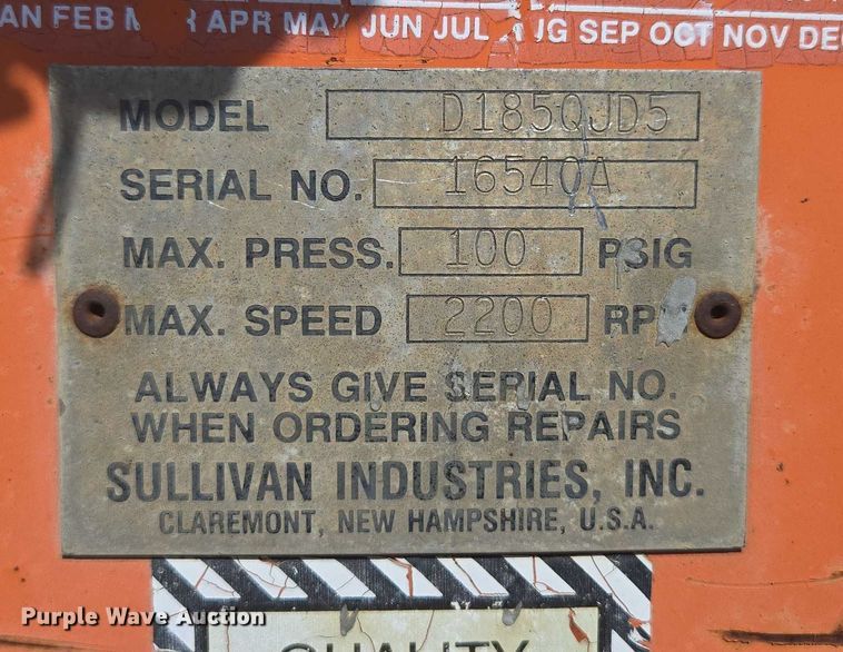 image for item EN3900 Sullivan D185QJD5 air compressor