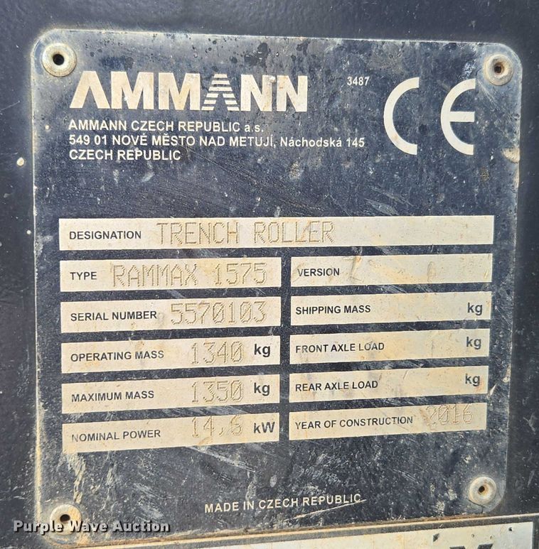 image for item EN3918 2016 Multiquip Rammax 1575 trench compactor