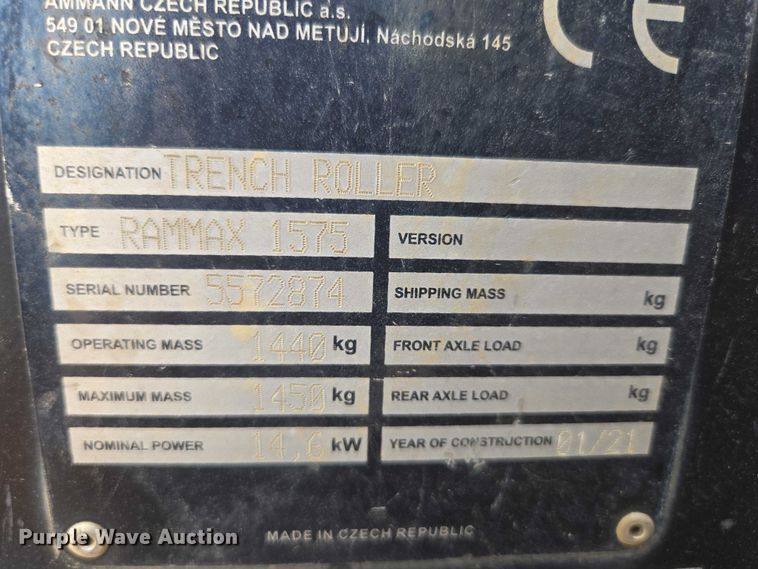 image for item EN3919 2021 Multiquip Rammax 1575 trench compactor
