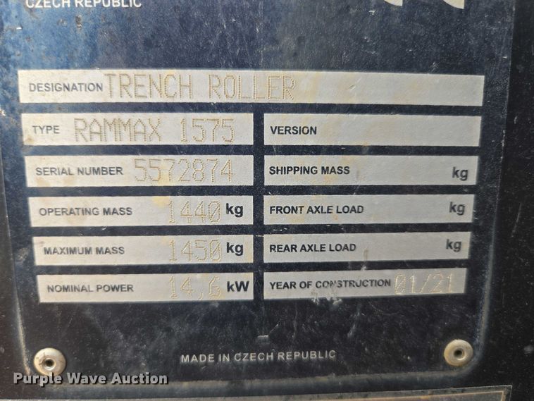 image for item EN3919 2021 Multiquip Rammax 1575 trench compactor