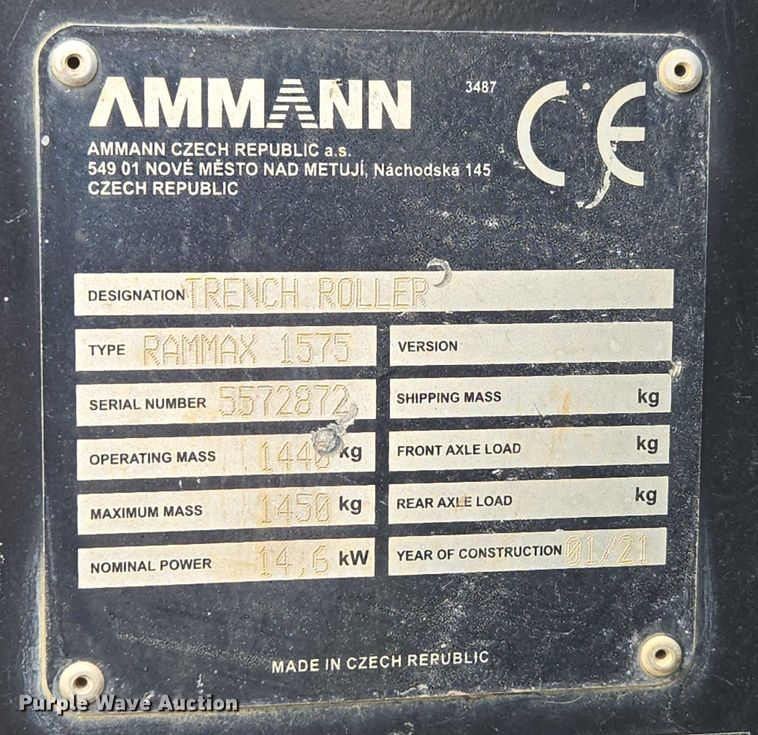 image for item EN3920 2021 Multiquip Rammax 1575 trench compactor
