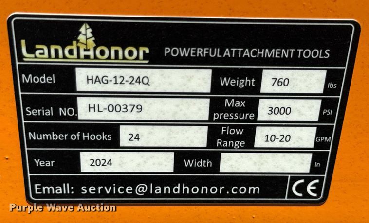 image for item EN3937 2024 Land Honor HAG-12-24Q skid steer bale accumulator grapple