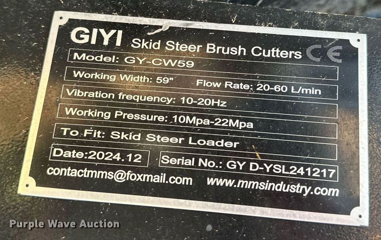 image for item EN3958 2024 GIYI GY-CW59 skid steer vibratory roller 