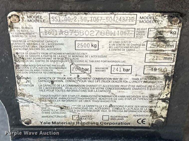 image for item EN4578 2022 Yale GLP050RGNUAE086 forklift